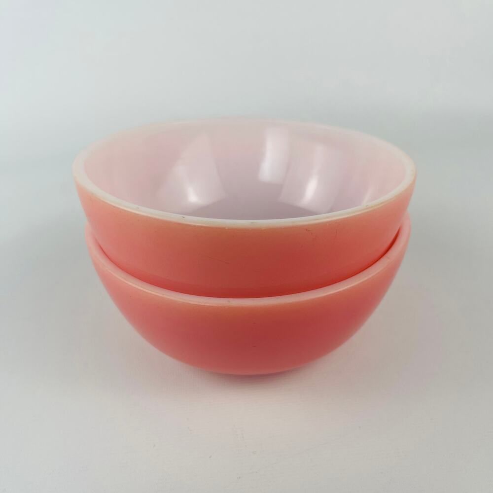 Hazel-Atlas Ovide Platonite Pink Milk Glass Cereal Bowls 1950's